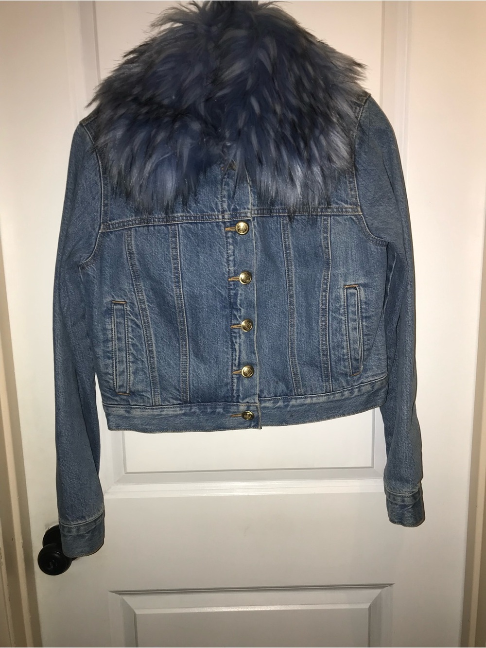 Ei8htdreams Blue Denim Sherpa Jacket with removable Faux Fur Collar